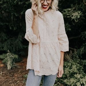 fiore eyelet babydoll blouse